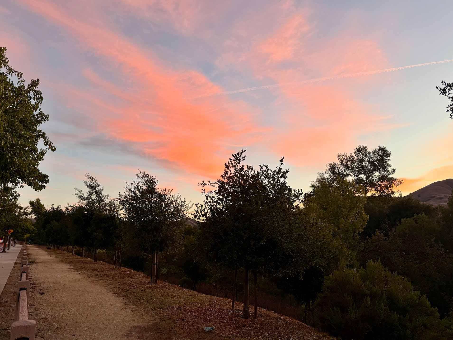 6:53am, perfect conditions for running morning run by the Santa Monica Mountains